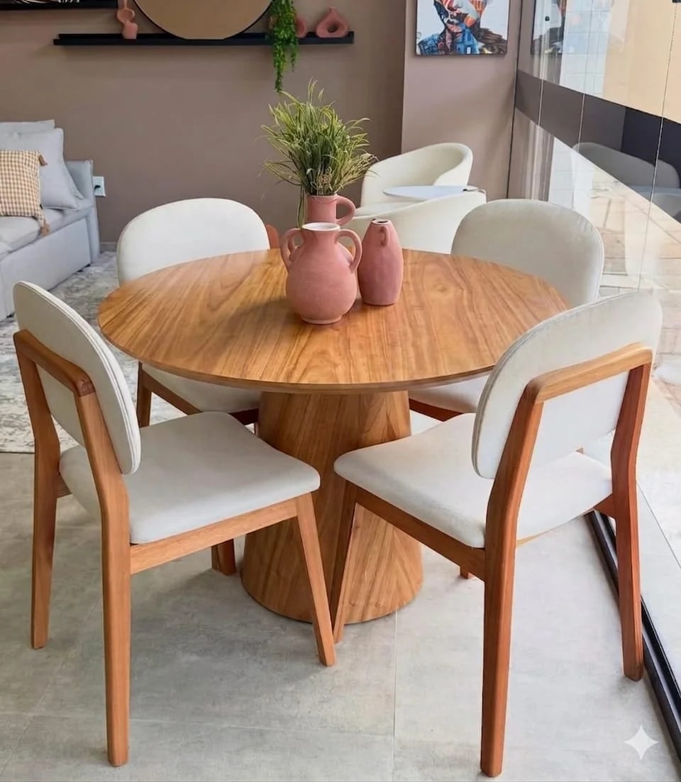 CONJUNTO DE MESA REDONDA MALVA 4 LUGARES